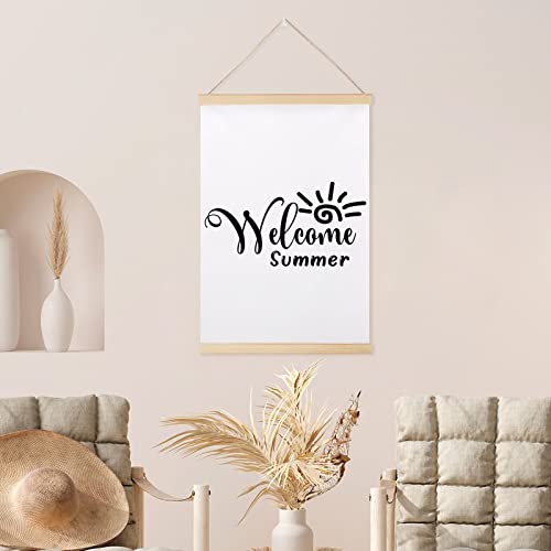 Inspirational Quotes Magnetic Poster Frame Hanger, Wooden Frame & Canvas Poster Hangers, Welcome Summer Wooden Magnet Posters Hanging Kit Canvas Artwork,(Teak Wood, 12") #TOP3