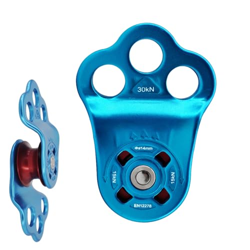 Polea de Aluminio | Ascendente Resistente de 30 KN - Polea de Escalada en Roca - para rapel, Aparejo de Rescate, árbol de línea Floja