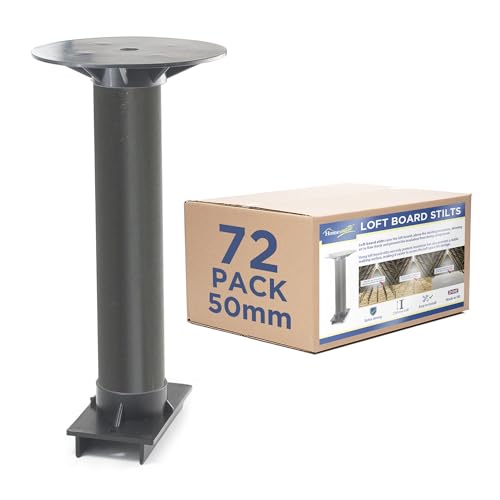 Homemate® Loft Board Stilts - Loft Attic Board Raising Kit for Extra Insulation Storage Raised Flooring Loft Spacing Legs (50mm - 72 Pack)