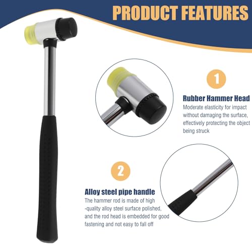 Miniatura 4 de 25 Mm Martillo De Nylon Y Goma, Martillo Pequeño, Mazo De Goma De Doble Cara, Mazo De Goma Con Empuñadura Antideslizante Y 2 Cabezales De Repuesto, Para Joyería, Bricolaje Y Artesanía En Cuero