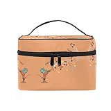 Material: Mi nombre es bolsa de maquillaje y está hecha de tela de sarga y cuero súper fibra, correa elástica interior y una bolsa de red en la cubierta.