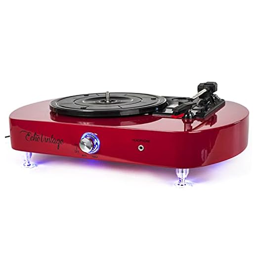 Vitrola Toca Discos Luminous Red com Iluminação de LED Echo Vintage