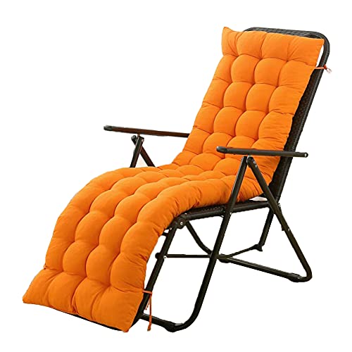 Moonase 61 Inch Sun Lounger Chair Cushions, Sundlight Patio Cushions Chaise Outdoor Mattress Recliner Quilted Thick Padded Seat Cushion Reclining Chair Rocking with Ties (Orange), 1 Count (Pack of 1)