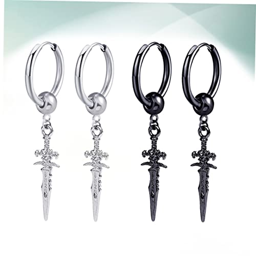 Holibanna 4 Peças Brincos De Argola Para Casal Brincos Masculinos Brincos Pendurados Para Homens Bri