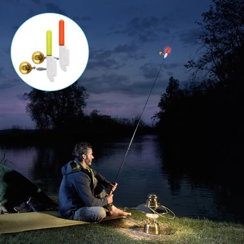 TGKYK 5 Stück Knicklichter Angeln, LED Bissanzeiger Angeln mit Ladegerät und Akku, Wasserdicht Swinger Angeln, Angeln Alarm Glocke, led knicklicht Angeln für Nachtangeln (Rot & Grün)
