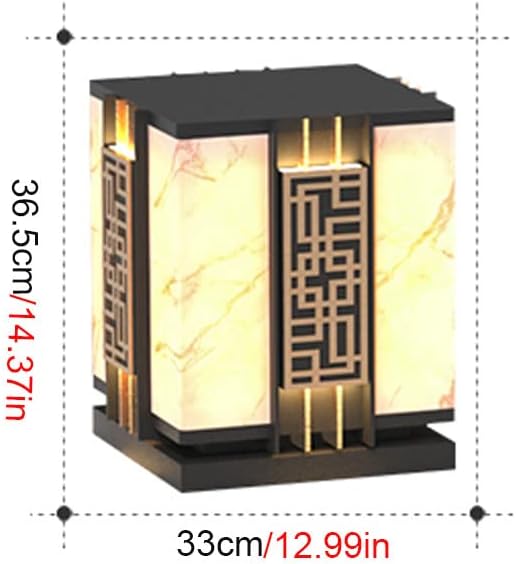 Generic Pijlerverlichting buitenpaallicht, Chinese stijl bedraad LED-dekkolom roestvrij staal IP65 waterdichte lantaarn 3000K verlichting voor patiotuin photo 3