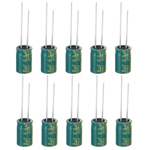 Image of PATIKIL 400V 6.8uF Electrolytic Capacitors, 10Pcs 8x12mm Aluminum High Frequency Electrolytic Capacitors for TV, LCD Monitor, Refrigerator, Circuit Boards, Green