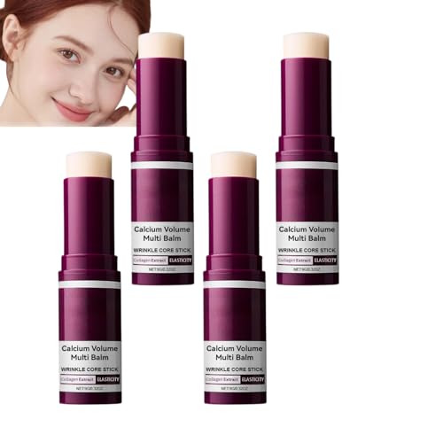 Calcium Volume Multi Balm Stick, stick anti-rughe con estratto di collagene, balsamo idratante ed elastico per viso, occhi e labbra, cura multiuso per l'uso quotidiano (4 pezzi)