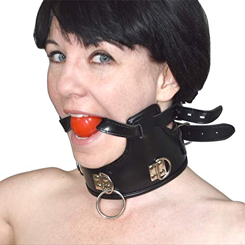 O-ring et collier BDSM rembourré verrouillable avec gag ball silicone