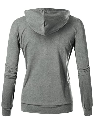 Image of GIVON Womens Casual Zip Up Hoodie Cotton Blend Soft Fabric Basic Layering Hooded Jacket with Kangaroo Pocket