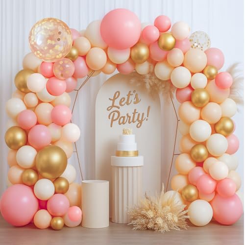 152 Pièces Roségold Ballonbogen Set, Guirlande Arche Ballon Anniversaire Rose avec Balon Rose Doré Blanc Beige für Geburtstag, Hochzeit, Baby Shower & Taufe für Mädchen & Frauen