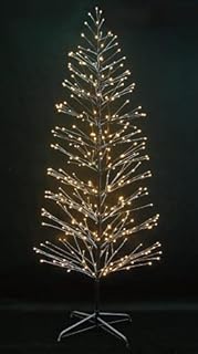 SHATCHI Pre-Lit LED Brown Snowy Twig Tree Christmas Decoration Festive Indoor Warm White Lights Birch Xmas Holiday Home Centerpiece Décor, 7ft