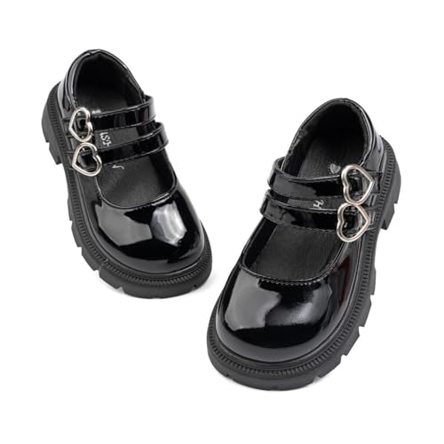 Toddler Girls Dress Shoes School Uniform Mary Jane Flats Little Kids Oxfords Comfortable Slip on Platform Flats for Wedding Party School