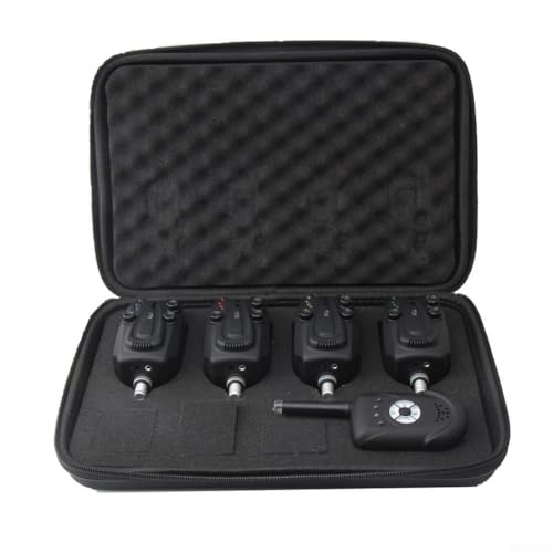 Wireless Digital Carp Fishing Bite Alarm Set with 2/3/4 Transmitters and 1 Receiver, LED Flash Sound Alert, Rainproof Design for Reservoir Bank Fishing(1+4 alarm)