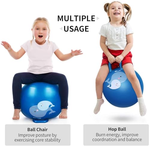 Image of Bouncing Space Hopper | 65 CM | Hop Hopping Ball Inflatable Bouncer Hoppity Hop Jumping Ball Children Yoga Outdoor Game Hopper Jump N Bounce Retro Ball Handle Ride-on Toy-Bouncy Kids