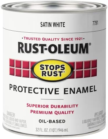 Rust-Oleum 7791502 Stops Rust Brush Paint, Quart, Satin White