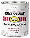 Rust-Oleum 7791502 Stops Rust Brush Paint, Quart, Satin White
