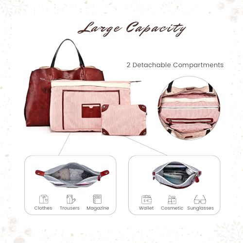 Image of OLD TREND Genuine Leather Forest Island Tote | Spacious Handbag with Removable Inner Pouches
