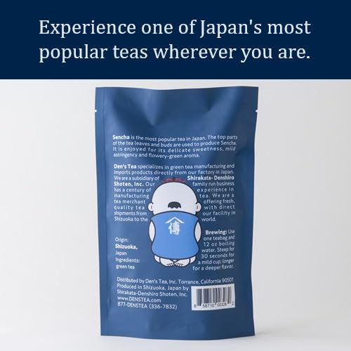 Miniatura 2 de Den's Tea Bolsitas de té piramidales Sencha, auténtico té verde japonés de Shizuoka, Japón (paquete de 12)