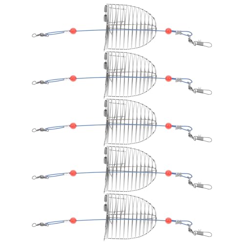 GETAJGHSD Marine Bait Cage Fishing Trap Cage Bait 5pcs Stainless Steel Silver Outdoor for Fish and Eel