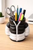 Beşiktaş Model Pen Holder Handmade Concrete Desk Organizer for Office and Home Decor - White