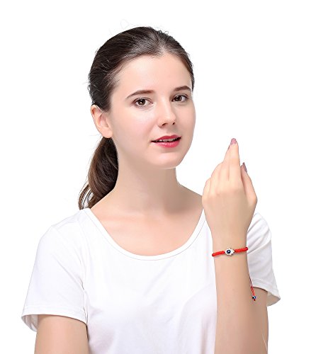 Loyallook 6Pcs Braided String Kabbalah Bracelets Rotating Evil Eye Hamsa Hand For Protection Bracelet Red/Black String #TOP4