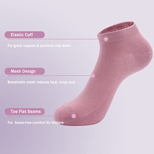 Image of SERISIMPLE Ultra-Thin Comfort Viscose Bamboo Mesh Ankle Socks for Women -Breathable Lightweight Low-Cut Socks 5 Pairs