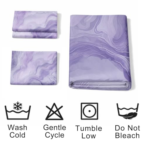 Housse de Couette 140x190 Fermeture Éclair Lit Simple Lilas - 8