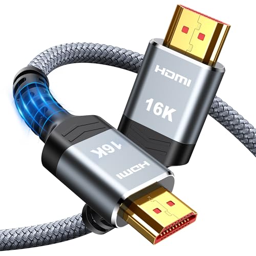 Highwings 16K 4K 480Hz hdmi 2.2 ultra96 Cable 6.6FT, 96gbps Ultra High Speed 16K 12K 120Hz 8K 240Hz Braided Cord, eARC HDR10+ HDCP2.3&2.3, Anti-Flicker Anti-Freezing for Gameing, Movies & Soundbars