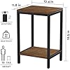 SAYGOER Wood End Tables 13.3''D Small Side Table with Storage Night Stand Metal Frames 2 Tier Bedside Table with Adjustable Feet, 1PCS, Walnut