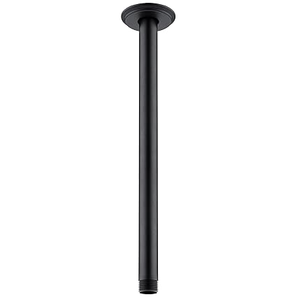 Anpean 12 Inch Ceiling Mounted Shower Arm and Flange, Matte Black