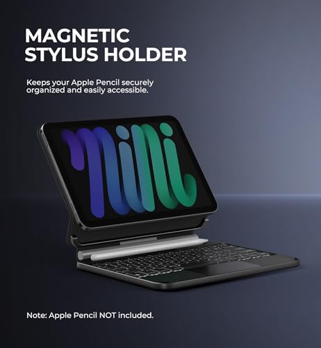 Image of Dexnor for iPad mini 7 (A17 Pro) /Mini 6 Case with Keyboard, Magnetic Floating Cantilever Stand with Trackpad Pencil Holder Backlit Keyboard Case for iPad mini 7th(2024) /6th (2021) Generation, Black