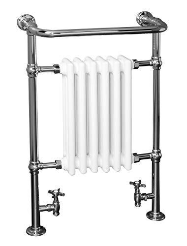 Warmehaus Traditional Victorian 952 x 568mm Chrome & White Towel Rail Radiator
