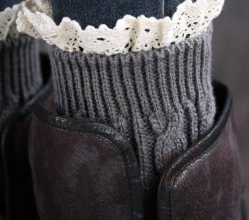 Women's Crochet Knitted Leg Warmer Lace Top Winter Warm Boot Cuffs Topper Socks Short Leg Warmers3