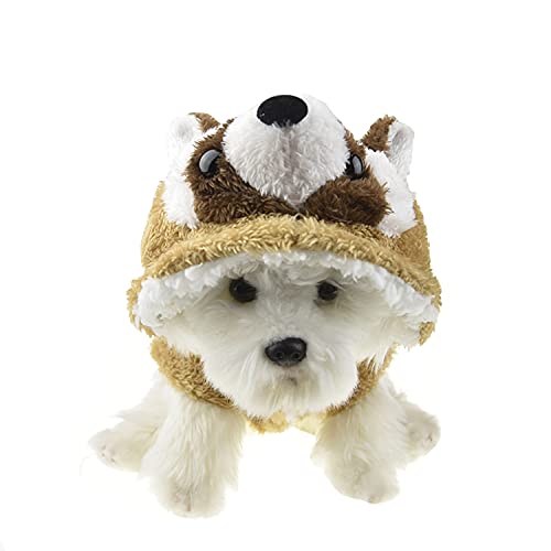 Muyaopet Funny Raccoon Dog Costume For Halloween,Thick Fleece Pet Cat Coat Jacket Winter Warm Clothes For Small Dogs (Medium, Brown) #TOP4