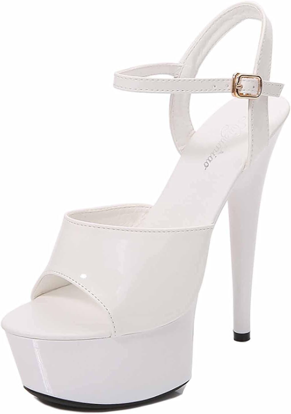 15CM/5.9IN Unisex Men's Women's Stilettos Ankle Strap High Heels Sandals Platform Party Shoes Open Toe Stiletto Pumps