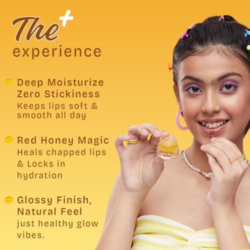Image of HEY TEEN Honey Bee Lip Balm Pack of 2 | Red Honey, Shea Butter & Seabuckthorn Oil | Natural Moisturizing & Repairing | Glossy Finish | Kids & Teen Lip Care (5+ Years) | 8 ml Each