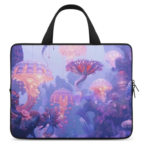 Sac à bandoulière pour ordinateur portable au motif créatures et coraux style unisexe