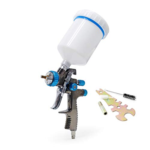 XPOtool LVLP Lackierpistole, 1,4 mm Düse, 500 ml Kunststoff Becher, 100 mm Strahlbreite, Spritzpistole Sprühpistole Airbrushpistole
