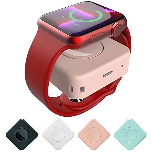 NHCASURUE Portable Charger for Apple Watch, 1200mAh Compact Wireless Power Bank, Magnetic Battery Pack with Keychain for Travel,iWatch Charger for Apple Watch Series 8/7/6/5/4/3/2/SE/Ultra(Pink)
