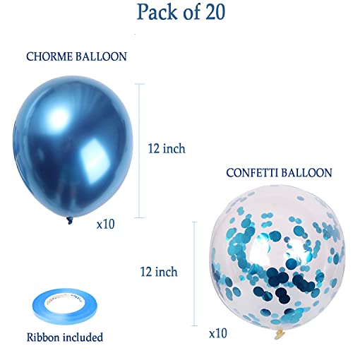 Image of AMFIN Confetti Balloon Blue /Baby Shower Blue Theme Balloons /Boy Blue Birthday Decoration /Blue Confetti Balloons /Birthday Balloons /Welcome Boy Balloon -Pack of 20