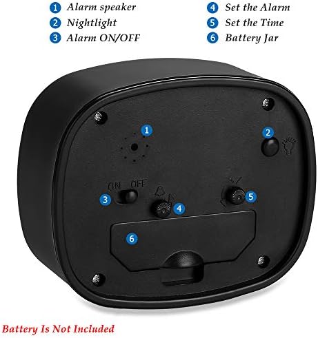 Jcobay Alarm Clocks Battery Operated Non Ticking Bedside Clocks Bedroom Accessories Silent Clock Simple to Set Analogue Clocks Office Desk Clock with Light Large Display for Heavy Sleepers Home