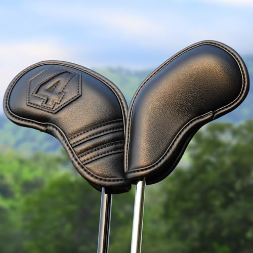Golf Iron Covers Set 10 Pcs Magnetic Golf Iron Headcovers Classic Black