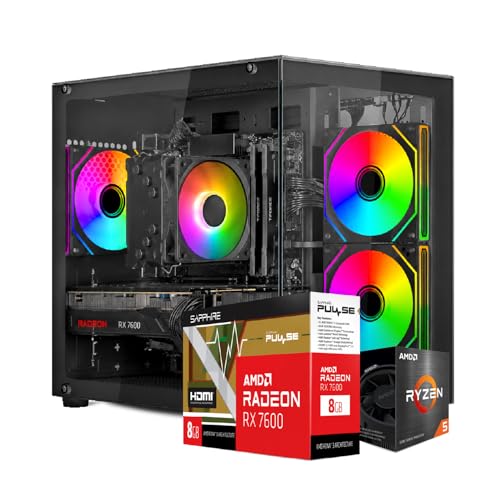 Keydo PC Gaming Ryzen 5 5500 | RX 7600 8GB GDDR6 | 16GB DDR4 | SSD NVMe 512GB | Windows 11 Pro | Pc Computer Fisso Completo Pronto all'Uso, RX-7