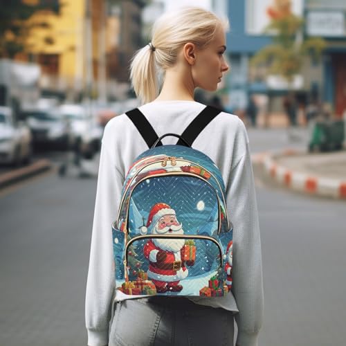 Image of ALAZA Pine Tree Santa Claus Snow Xmas Women Backpack Purse Ladies Fashion Shoulder Bag Daypack Travel Bag 10L