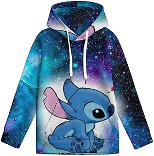 wrtgerht Cute Animals Stitch Pullover Casual Fashion Teen's Lilo And Stitch Hoody Lightweight Sweatshirt Cosplay Jumpers Tops