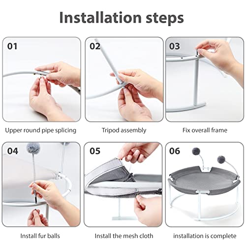 Kenyone Cat Bed Pet Hammock Bed With A Plush Mat, Free-Standing Floor Hammock Elevated Cat Sleeping Bed, Detachable Breathable Easy Assembly Dog Bed Pet Hanging Bed Indoors Outdoors #TOP3