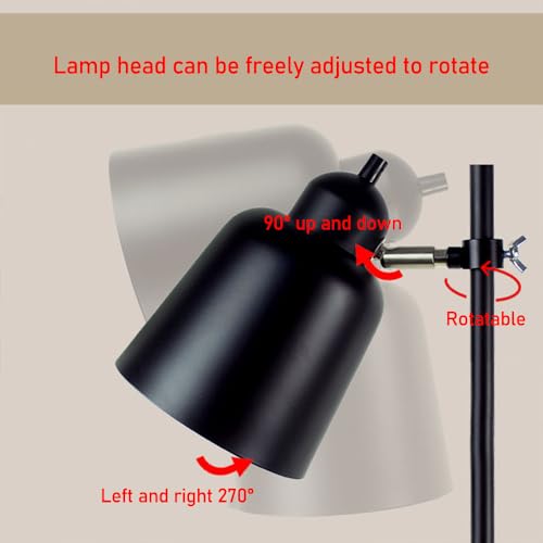 Lampe de lecture rotative et lampadaire noir inclinable