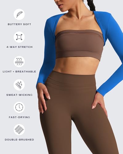 Image of Aoxjox Women's Lexi Lined Bolero Shrug | workout long sleeve,waist-defining cropped fit,open front cardigan,buttery soft fabric,layering,yoga,gym,daily wear
