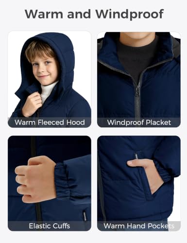 Image of wantdo Boys' Winter Coat Waterproof Puffer Jacket Parka with Removable Hood